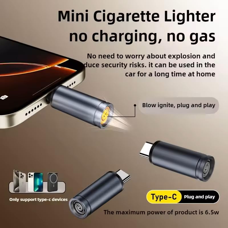 USB Type-C Flameless Electric Lighter Windproof Rechargeable OTG Lighter #