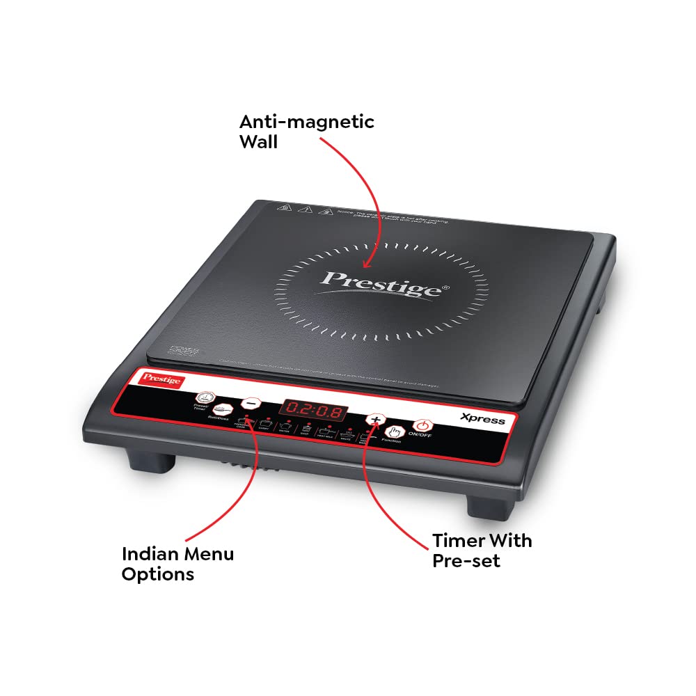 Prestige Xpress induction cooktop side view — ceramic plate 1200W India Faritha