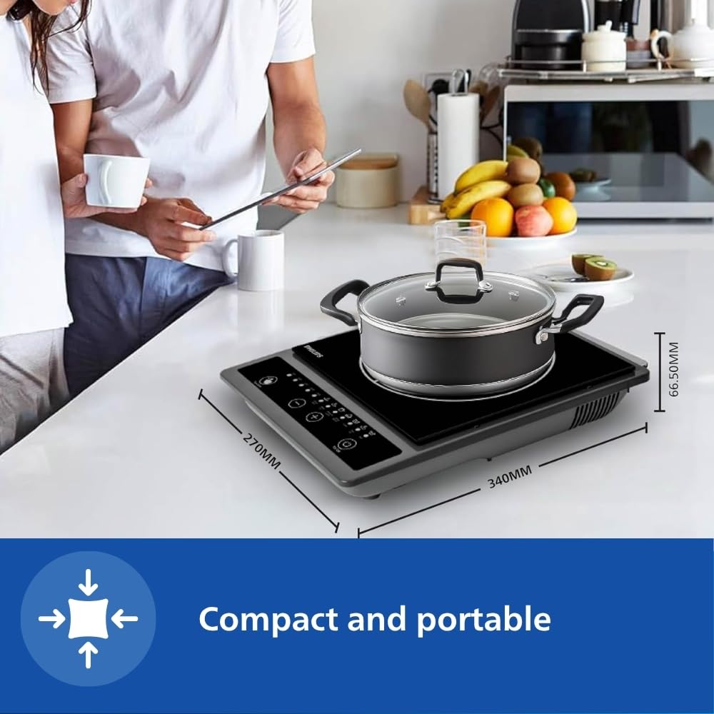 Philips HD4934 1300W Induction Cooktop Triple MOV Soft Touch Control #