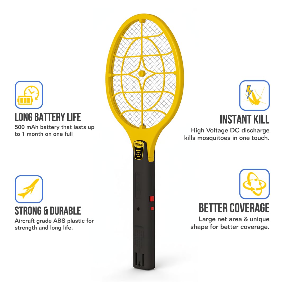 Fighter Rechargeable Mosquito Killer Bat Electronic Swatter Yellow Black #