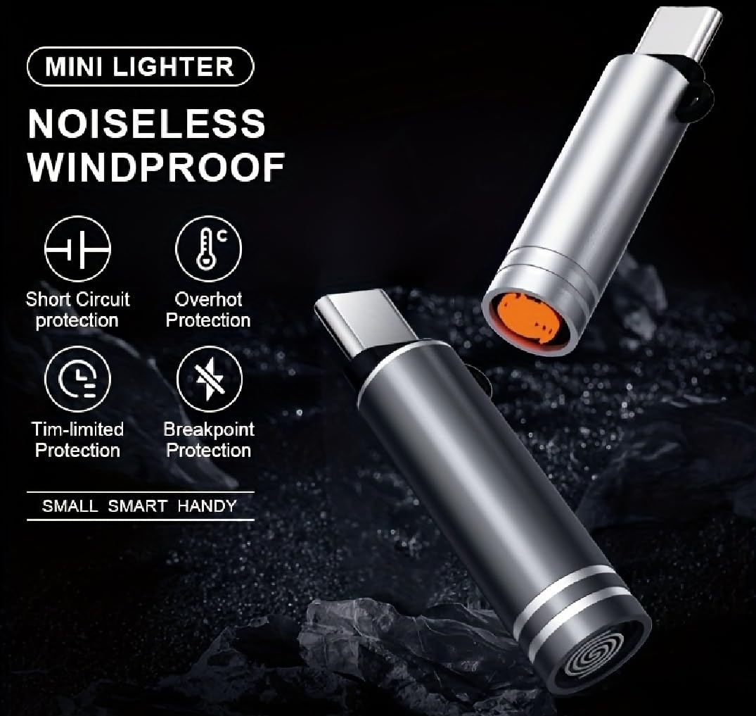 USB Type-C Flameless Electric Lighter Windproof Rechargeable OTG Lighter #