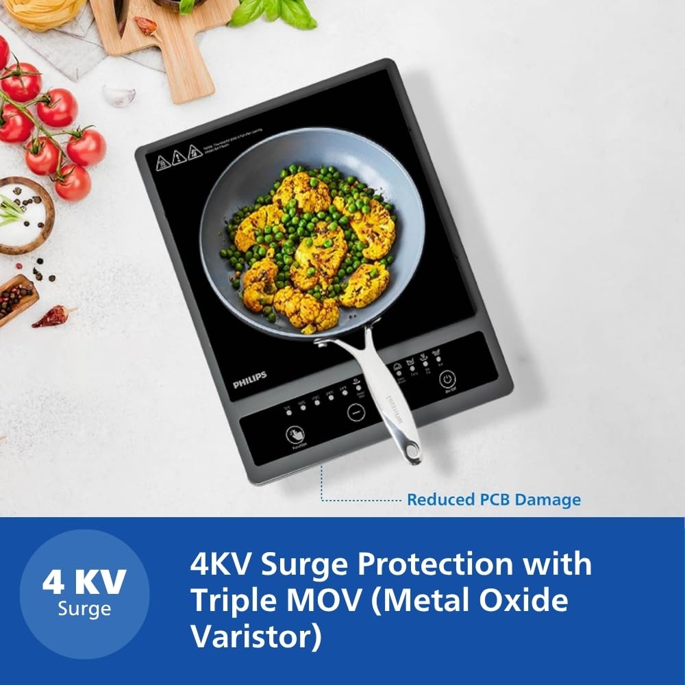 Philips HD4934 1300W Induction Cooktop Triple MOV Soft Touch Control #