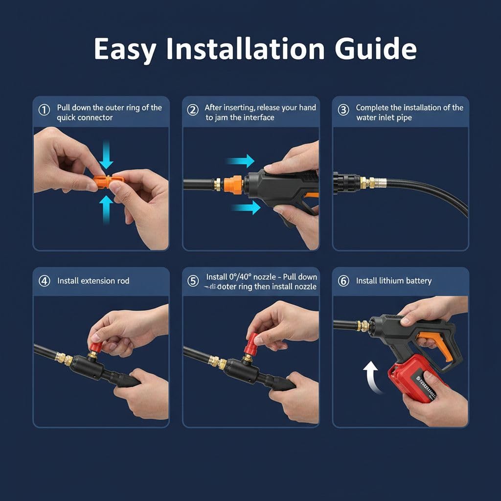 Oud Cordless Portable Wireless Pressure Washer Gun 48V for Car & Bike Cleaning #