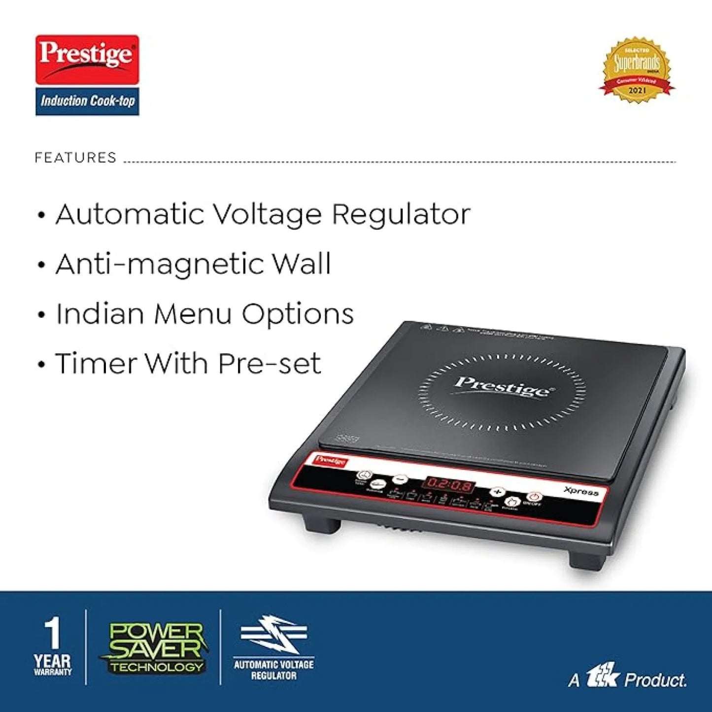 Prestige Xpress Induction Cooktop 1200W – Ceramic Plate Push Button India