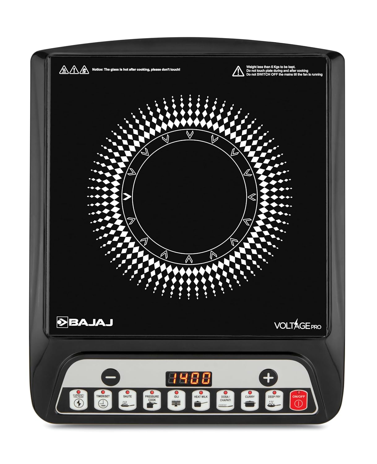 Bajaj 140TS 1400W Induction Cooktop 7 Preset Menu Insect Protection #