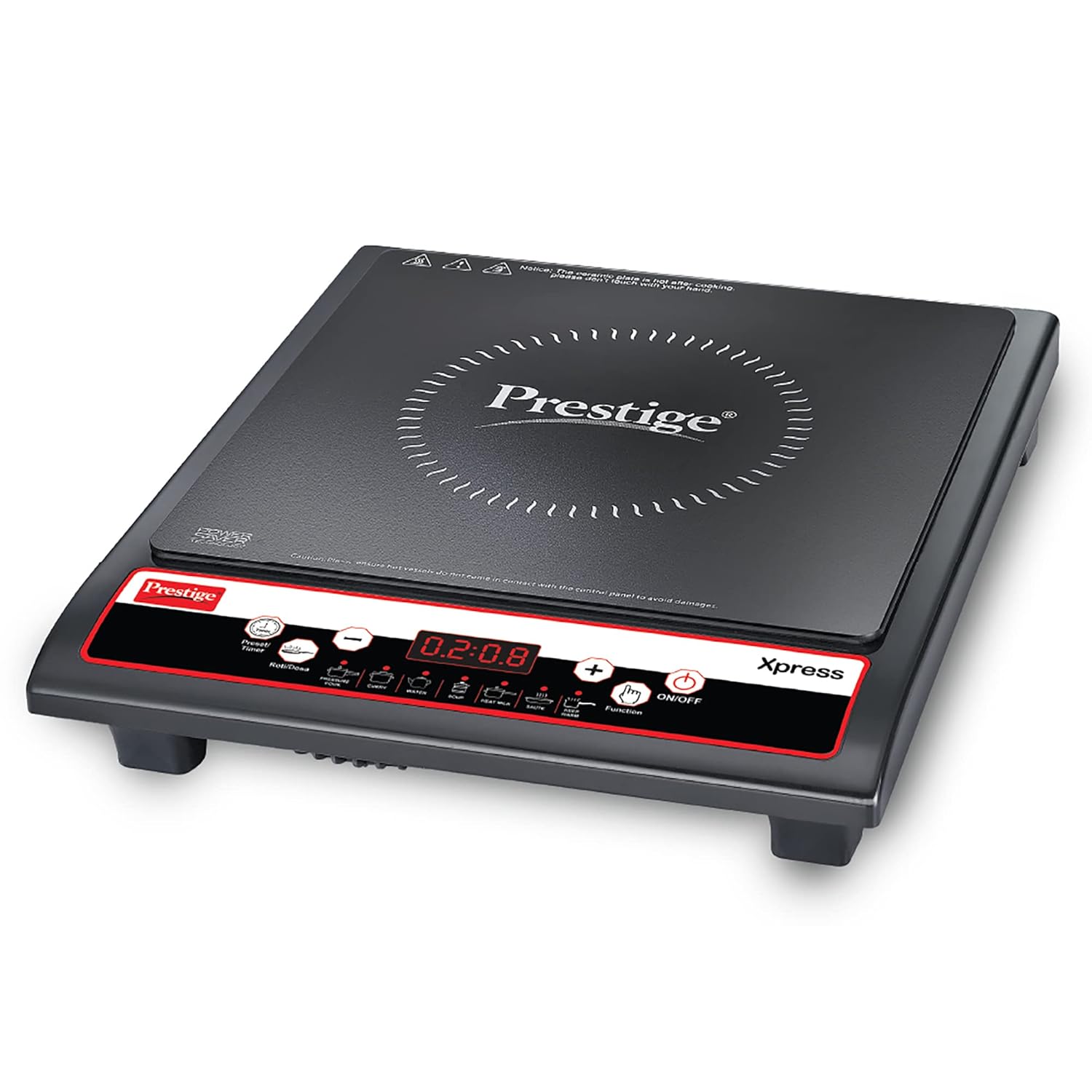 Prestige Xpress 1200W induction cooktop — ceramic plate push button India Faritha 2026