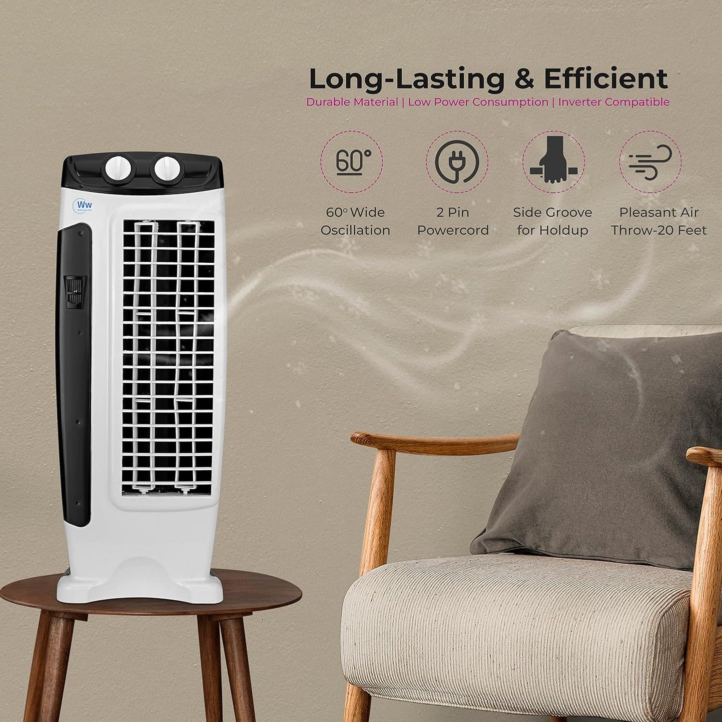 Vijayalakshmi Tower Fan 20ft Air Delivery 4 Way Air Flow High Speed #