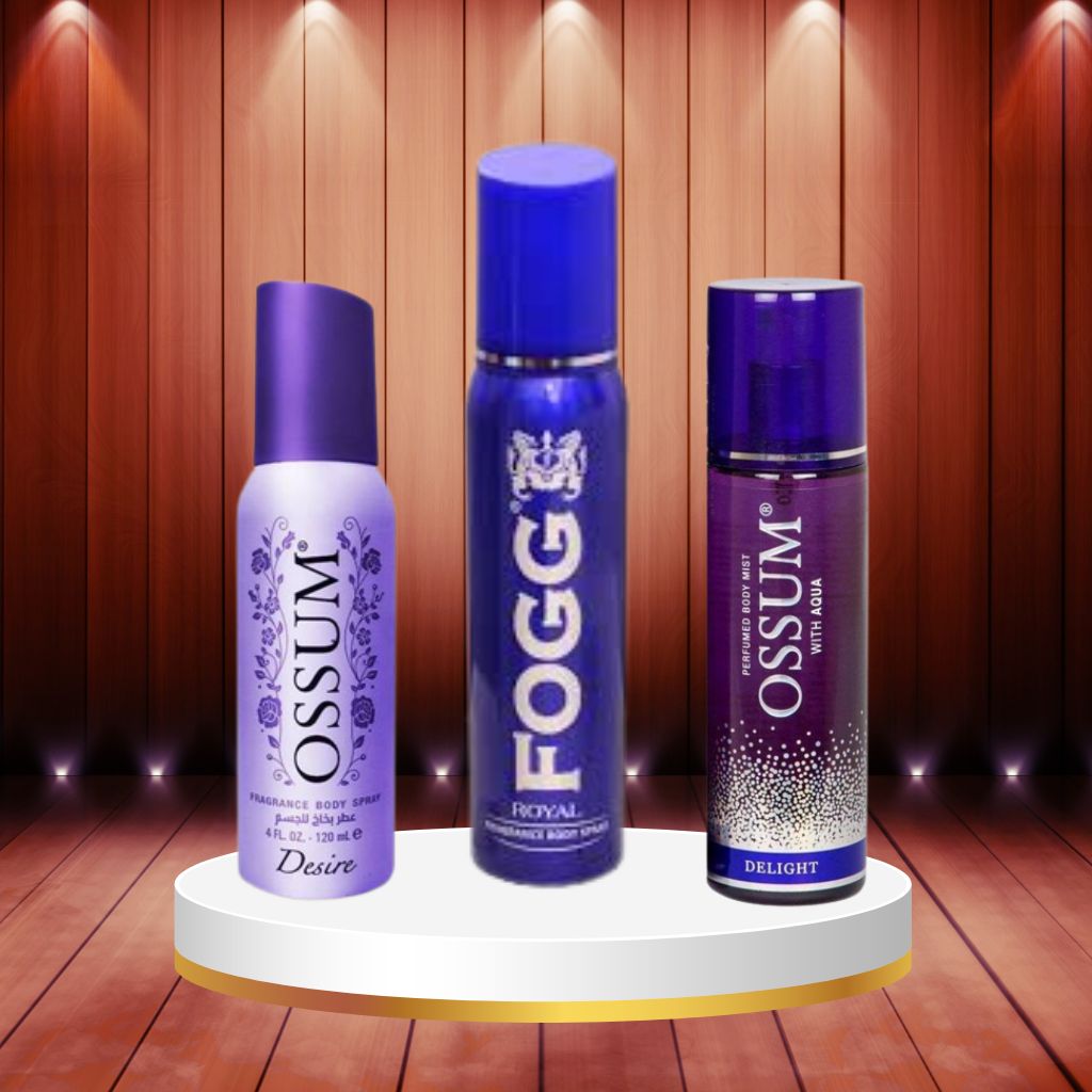 Ossum Desire,Delight,Fogg Royal Perfume Combo 3Pcs Set Offer - Faritha