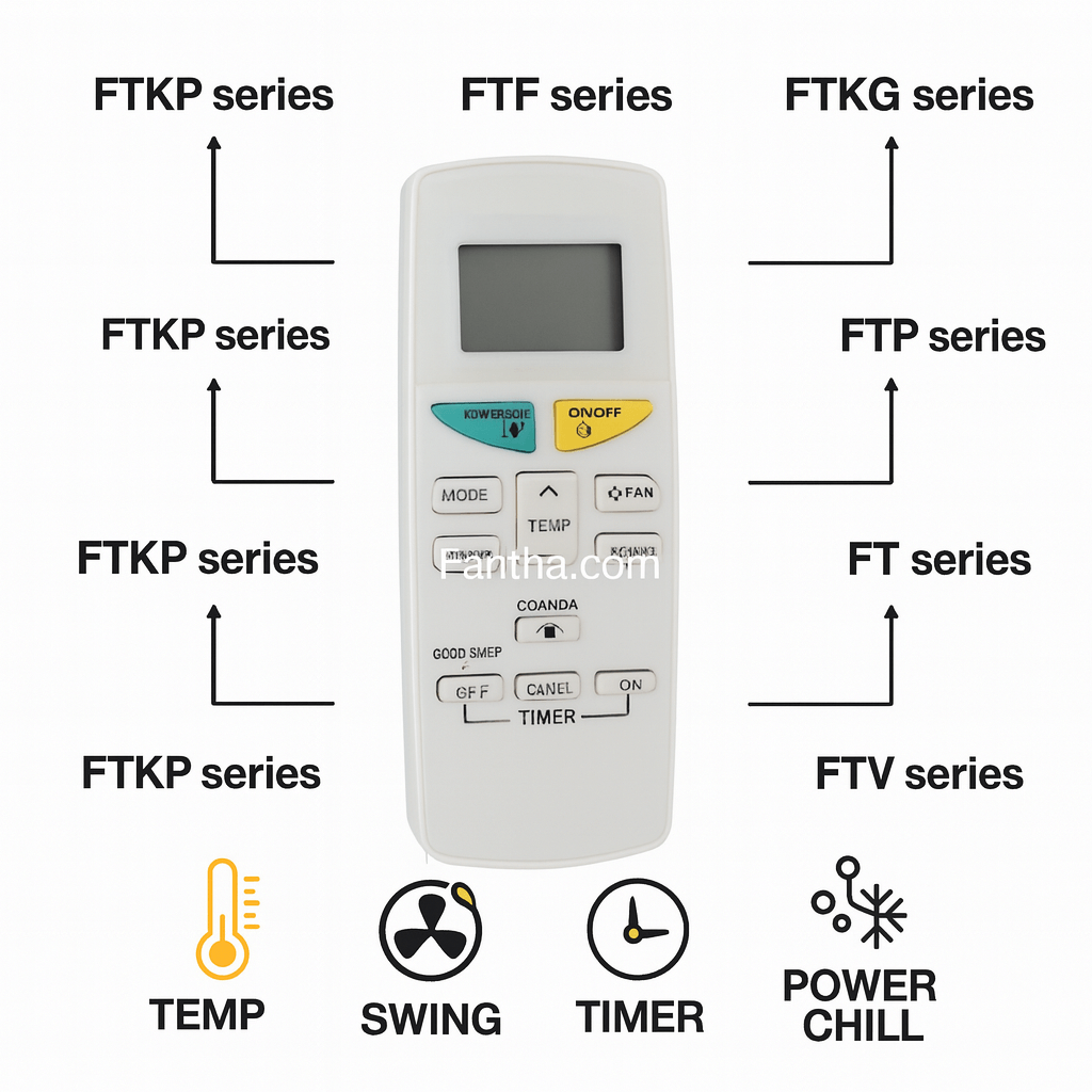 Daikin AC Remote Control 132A – Compatible Replacement for Daikin Air Conditioners#