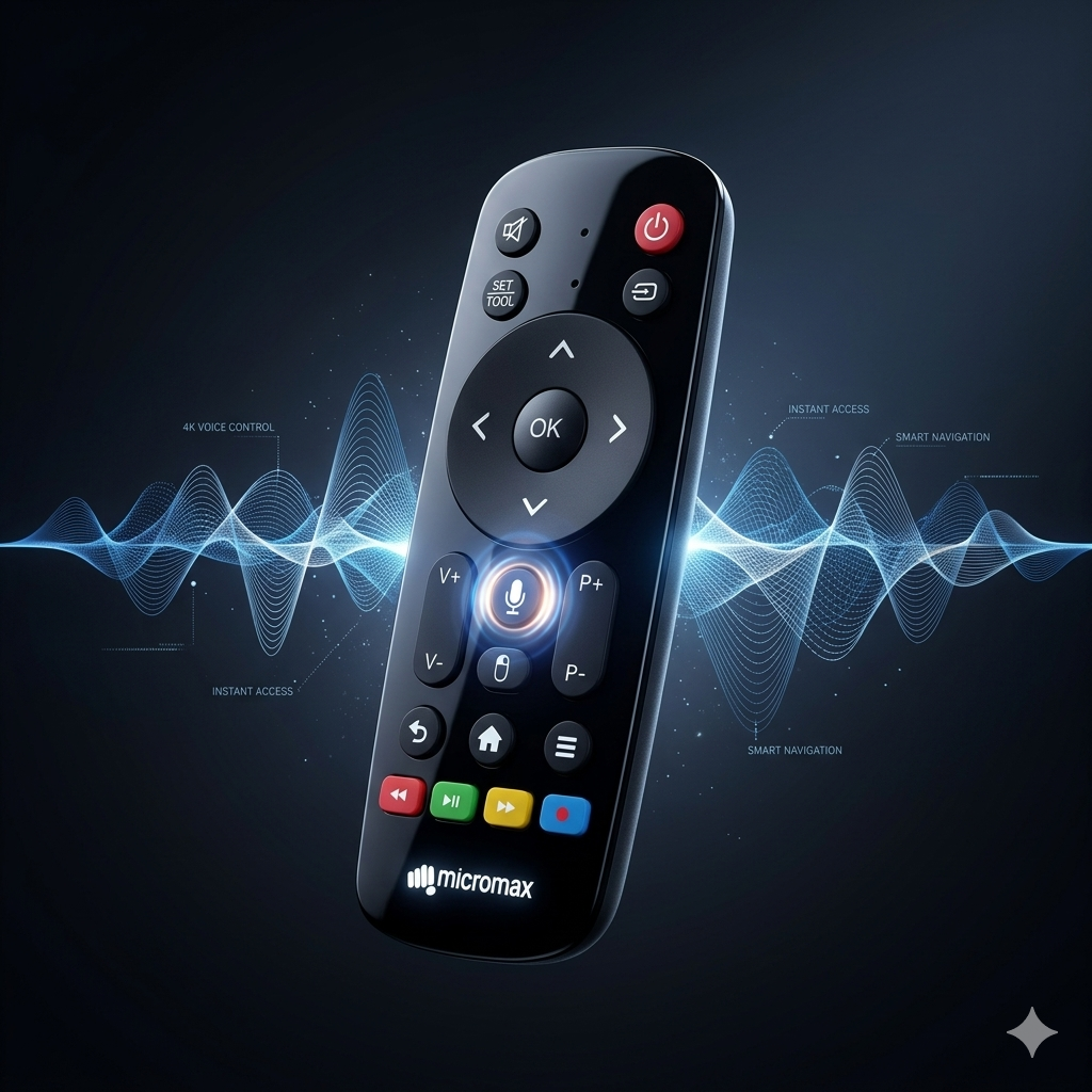 Micromax Smart LED TV Remote Control with Voice Command Multimedia Buttons India