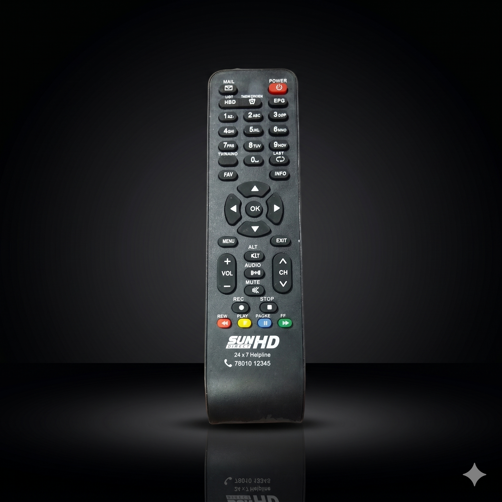 Sun Direct HD remote front view — small size plug play India 2026