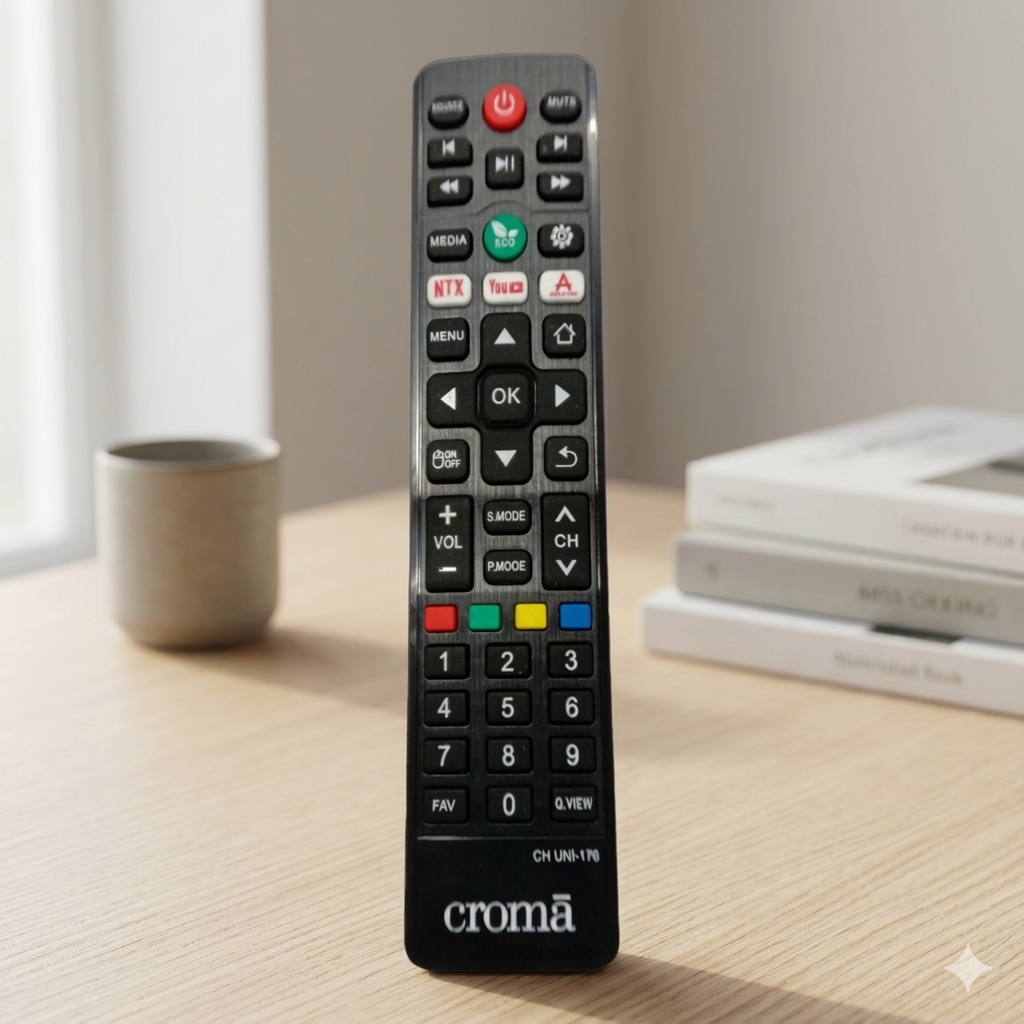 Croma Smart LED TV Remote Control – Compatible with Netflix & YouTube, High Sensitivity #