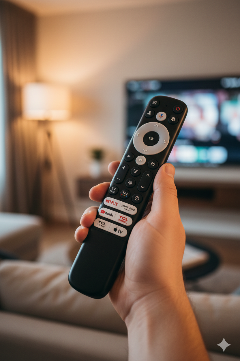 Original TCL Smart TV Voice Remote Control with Google Assistant | Netflix, Prime Video & YouTube Hotkeys