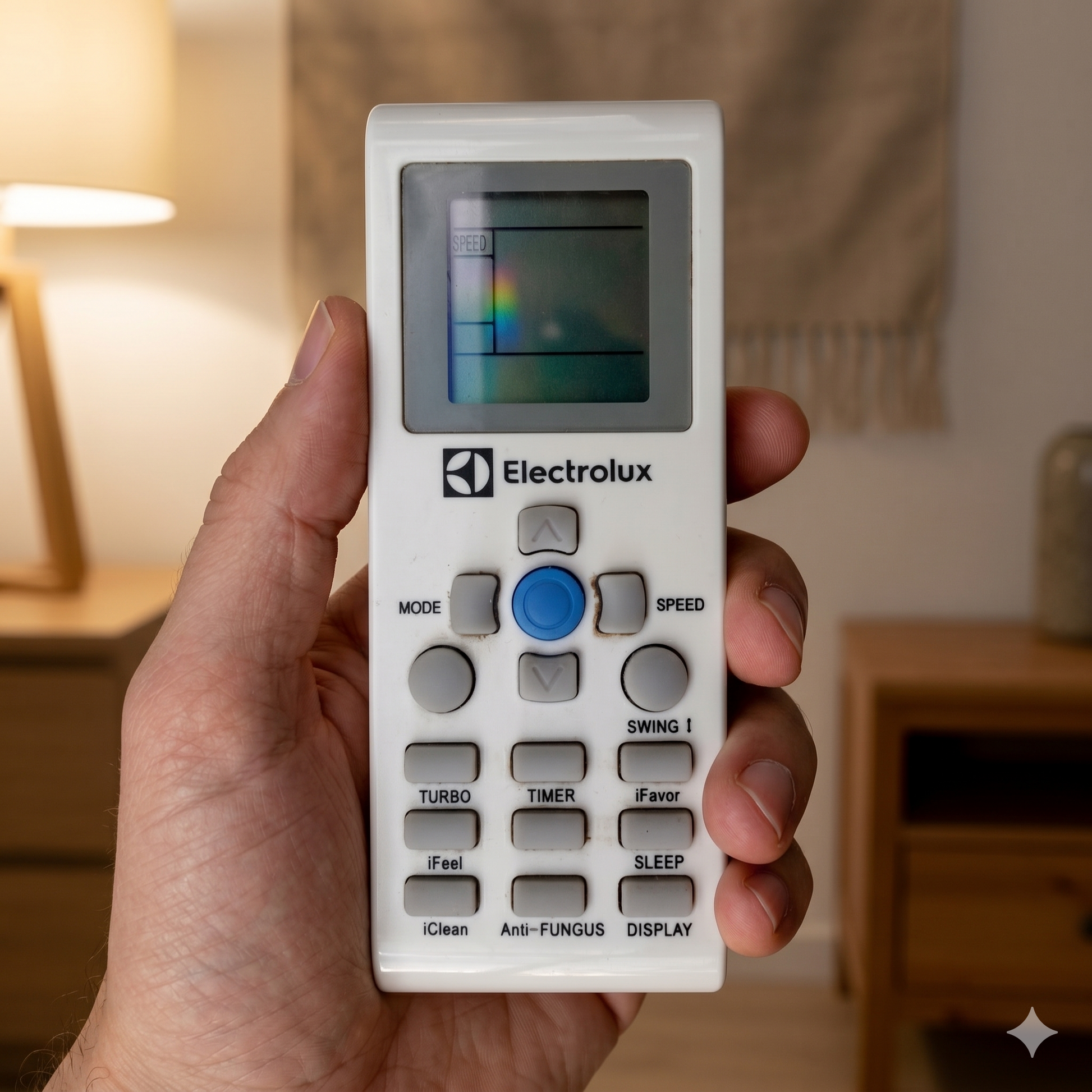Electrolux AC Remote back view — 2 AAA batteries India Faritha 2026
