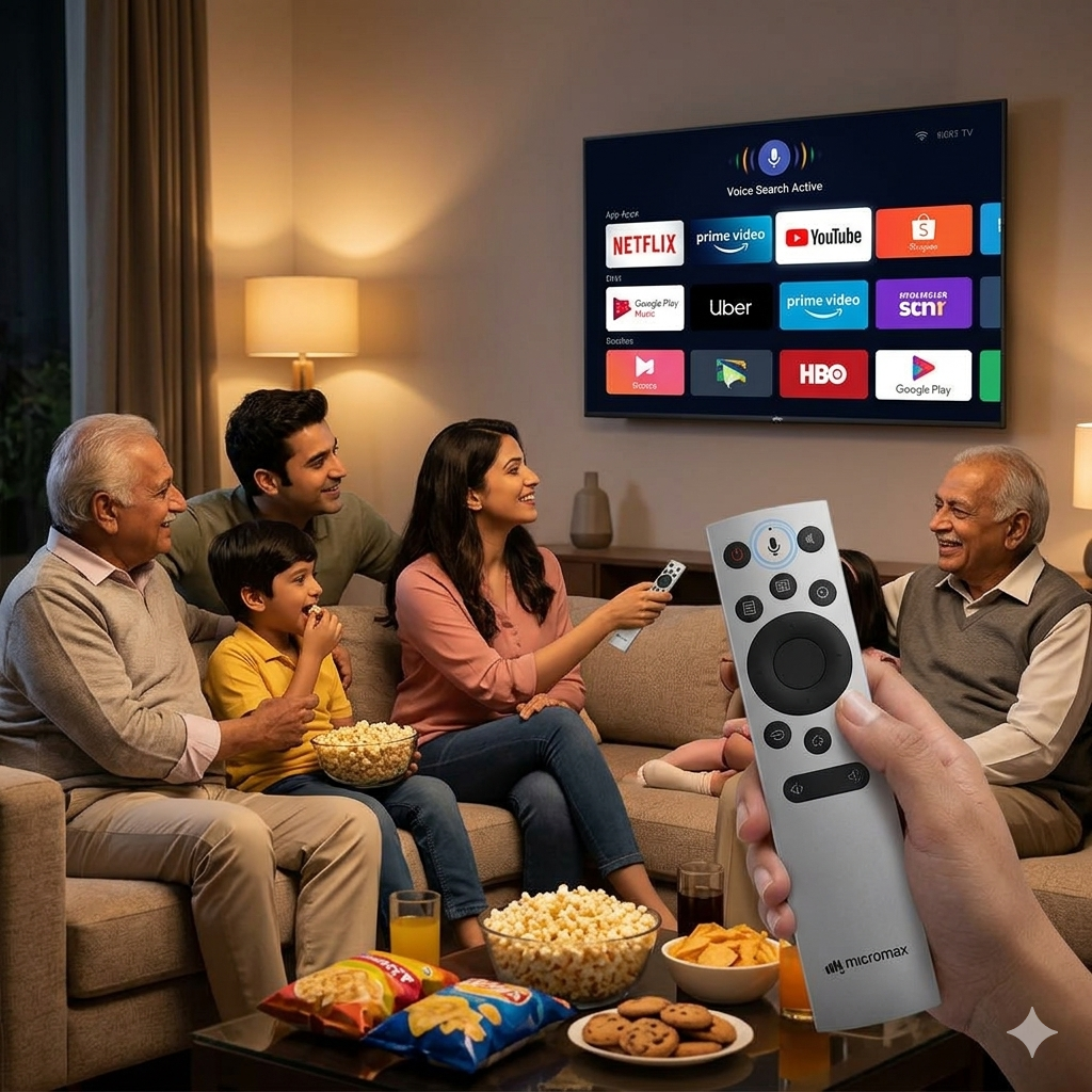 Micromax Smart LED TV Remote Control with Voice Function & Quick Access Buttons #