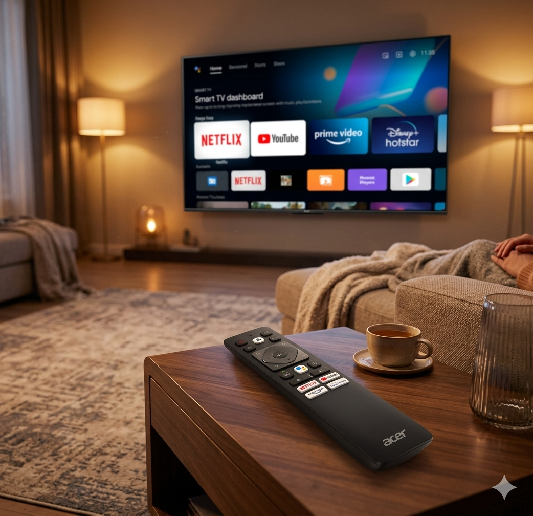 Acer Smart LED TV Remote Control – Compatible with Disney+ Hotstar, Netflix, YouTube & Prime Video with voice #