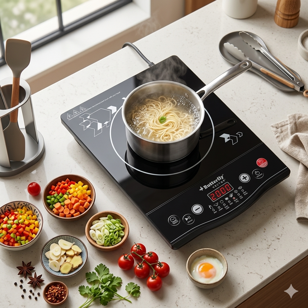 Butterfly Vector Plus 1700W Induction Cooktop Black with Push Button Controls & LED Display #