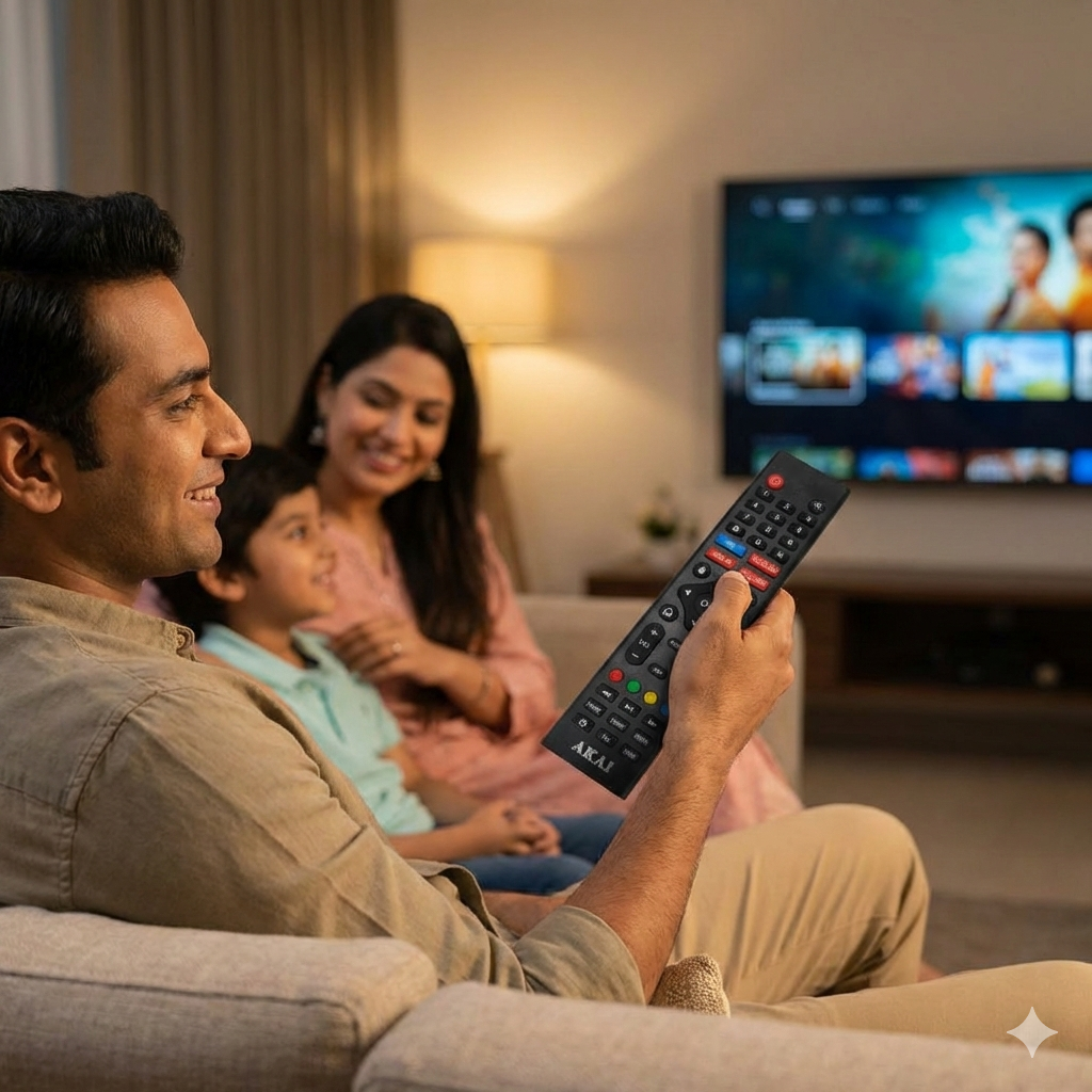 Akai Smart LED TV Remote Control with OTT Shortcut Buttons India