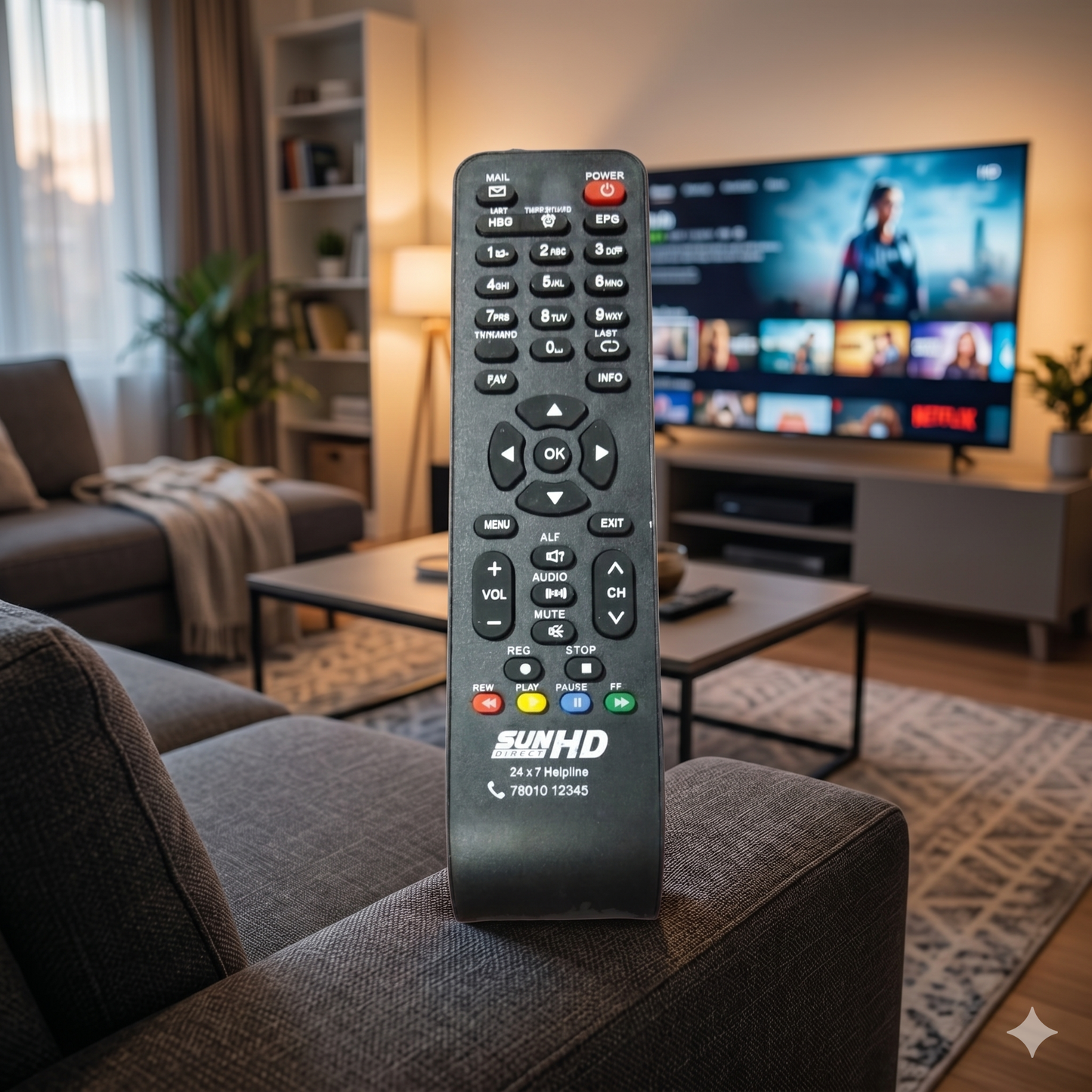 Sun Direct HD DTH remote control — compatible high sensitivity small size India Faritha 2026