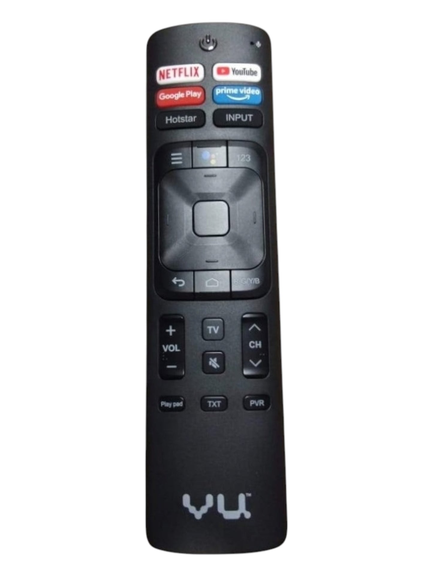VU Smart TV Remote Control with Voice Sensor – Compatible with YouTube, Google Play, Hotstar & Prime Video#