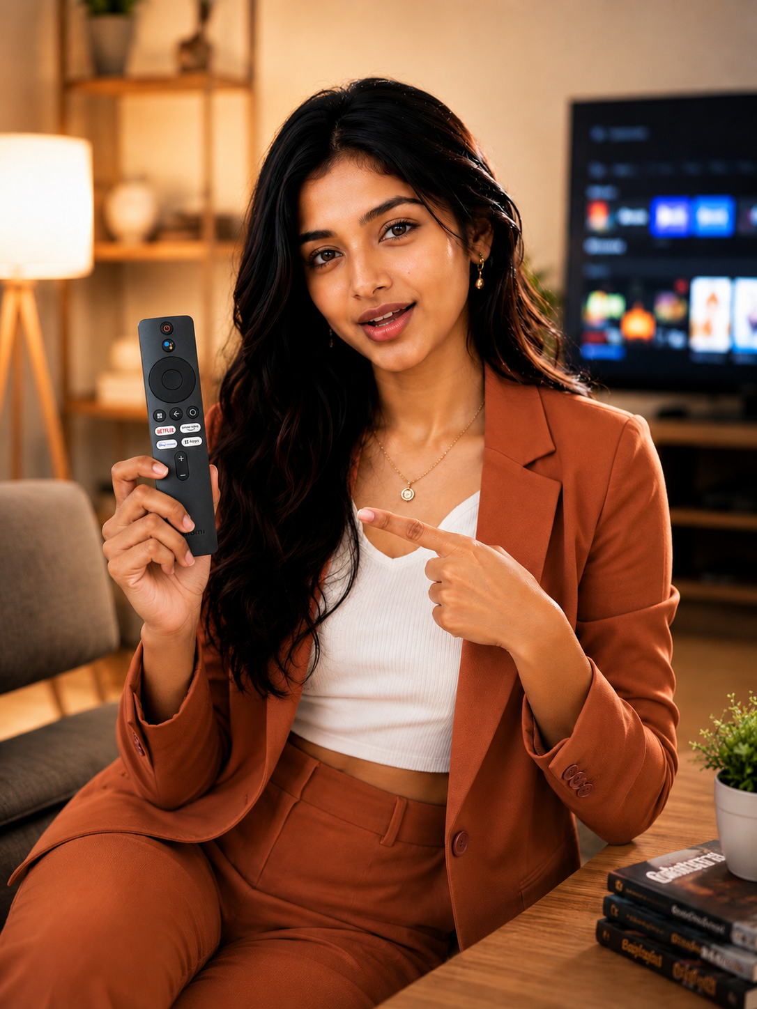 Xiaomi Smart TV Remote front view — Google Assistant Netflix Prime Video India 2026