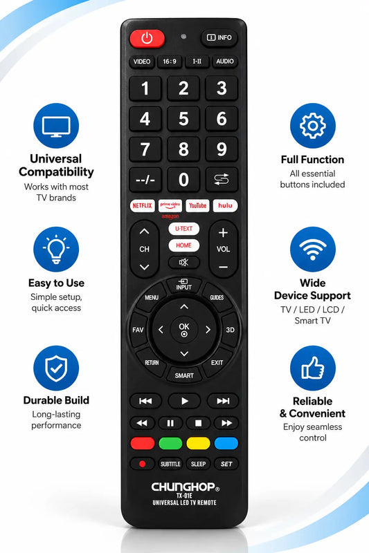 CHUNGHOP TX-01E Universal TV Remote Control for Smart LED LCD TV