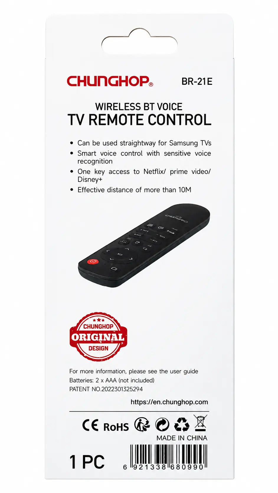 CHUNGHOP BR-21E Smart TV Remote for Samsung TVs with Voice Control