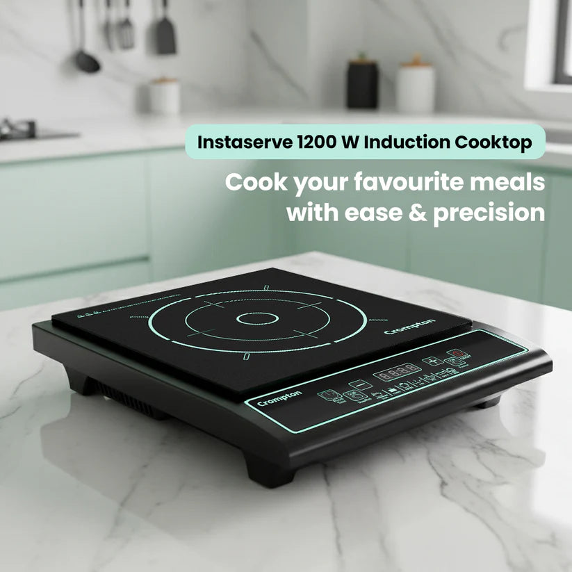Crompton Instaserve 1200W Induction Cooktop with Push Button Controls & LED Display #