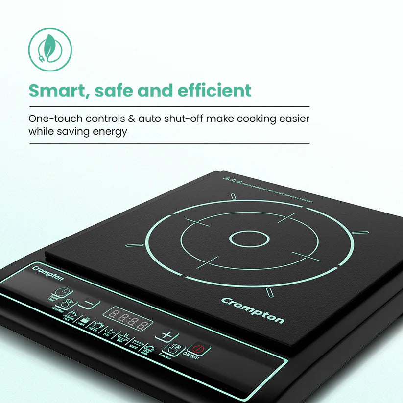 Crompton Instaserve 1200W Induction Cooktop with Push Button Controls & LED Display #