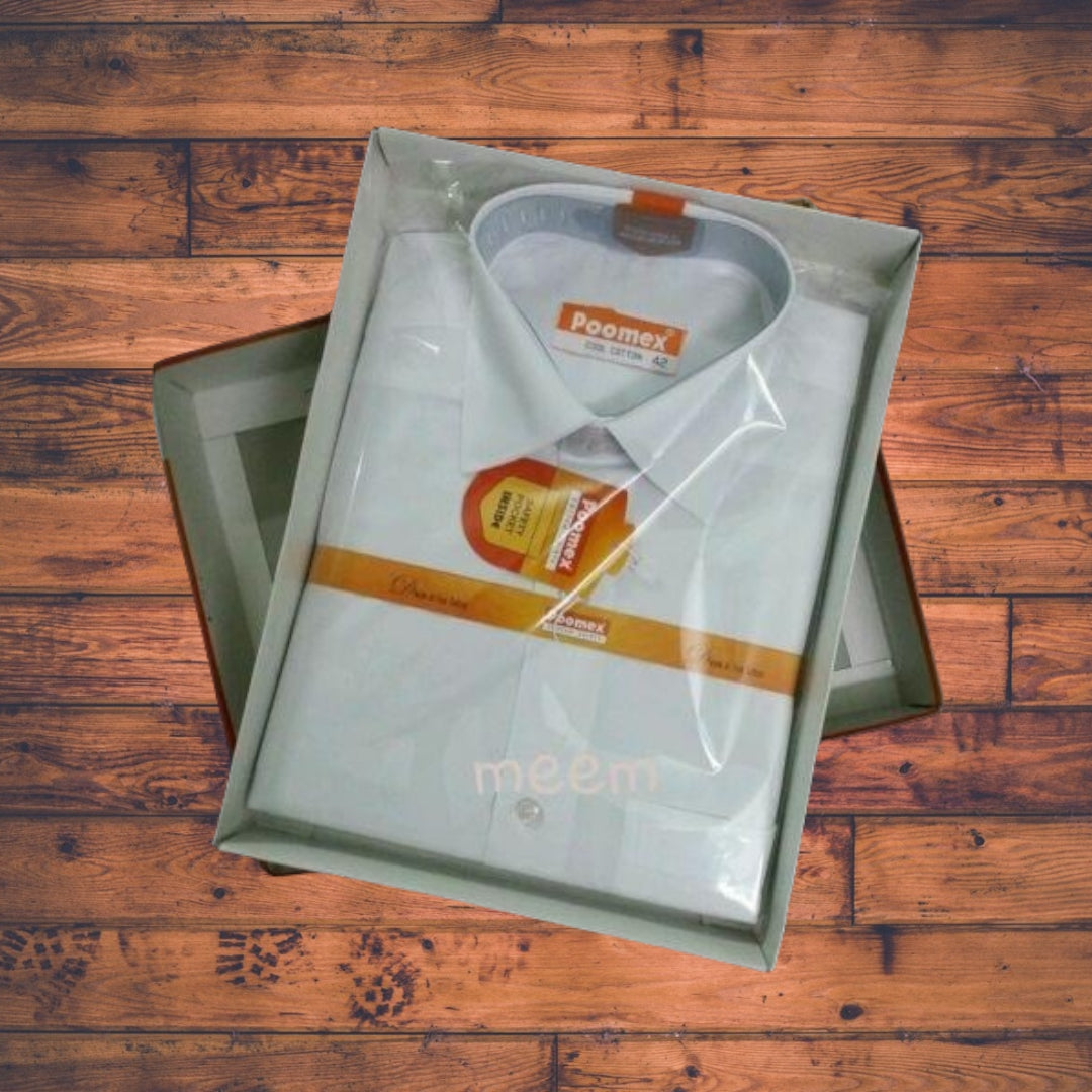 Poomex White Comfort Cotton Shirt – Half Sleeve 42 Size Daily Wear India
