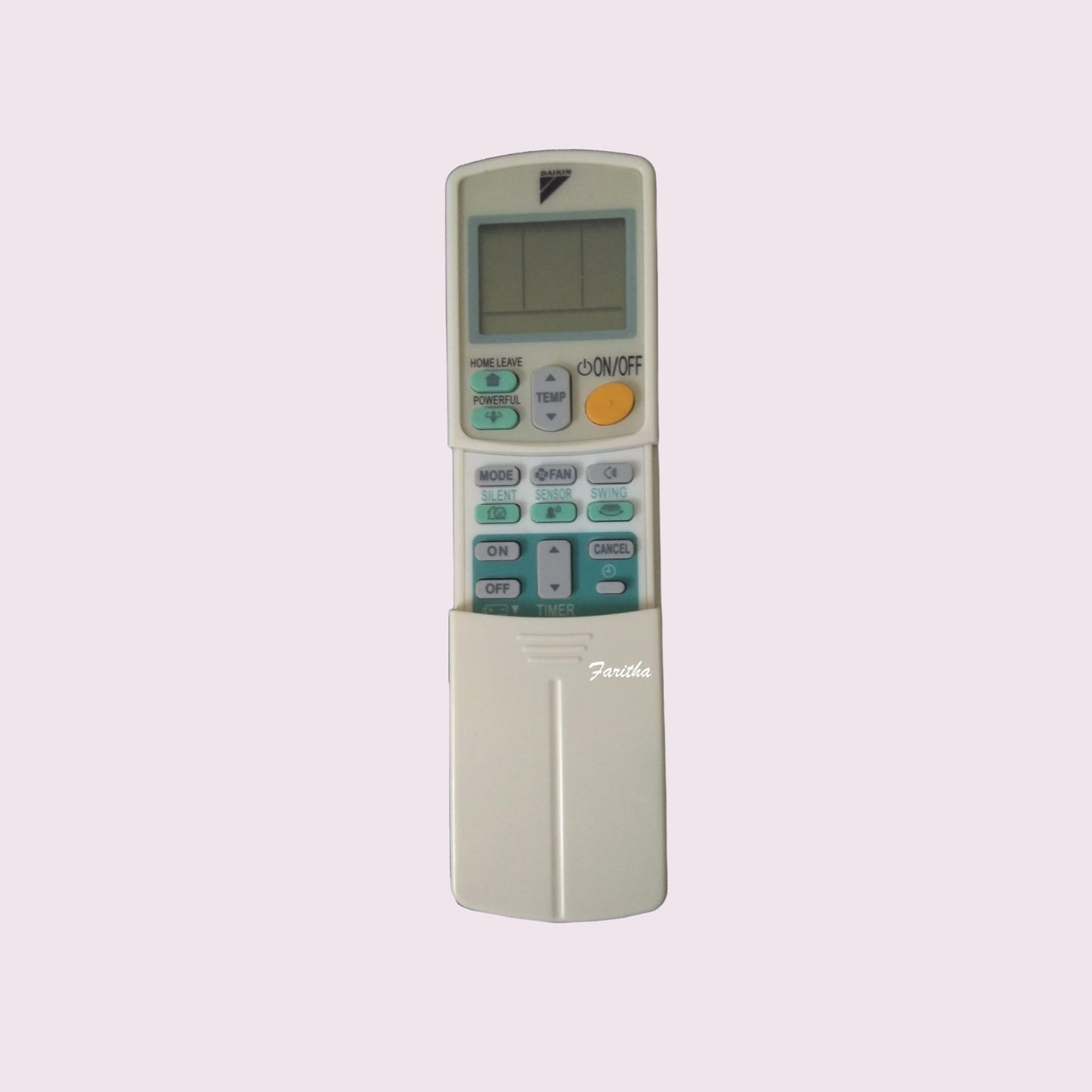 Daikin AC Remote AC92 AC59 back view — 2 AAA batteries India Faritha 2026