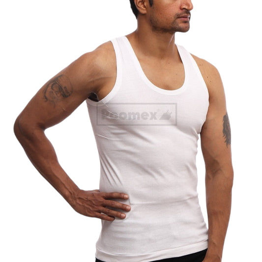 Poomex Men's Vests - Pack of 2 (85cm) White : : Fashion