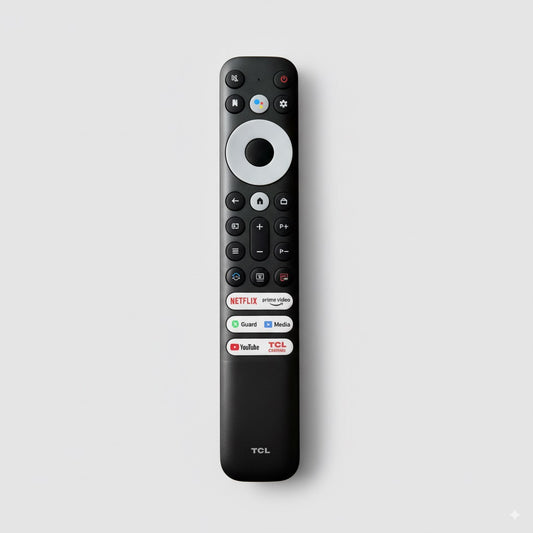 Original TCL Smart TV Remote Control with Google Voice Assistant, Netflix, Amazon Prime, YouTube & Media Buttons – Seamless Compatibility #