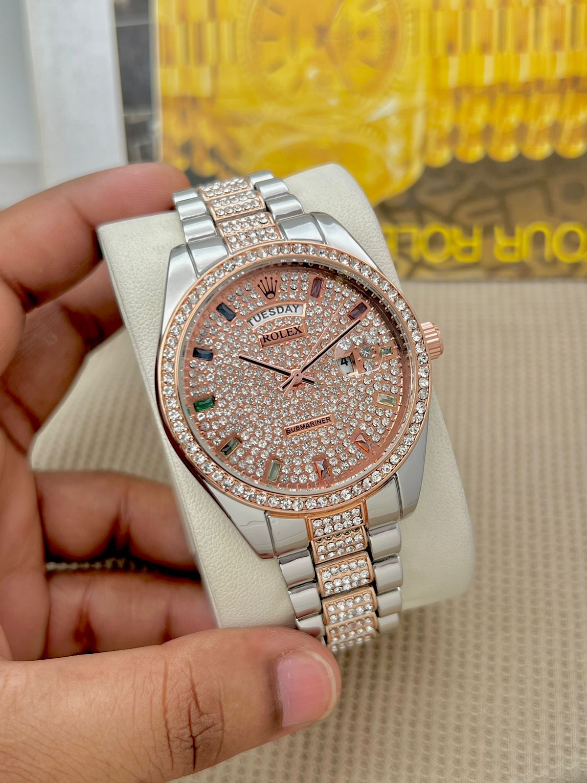 High quality Rolex Men’s Daimond Date & day 7A Watch