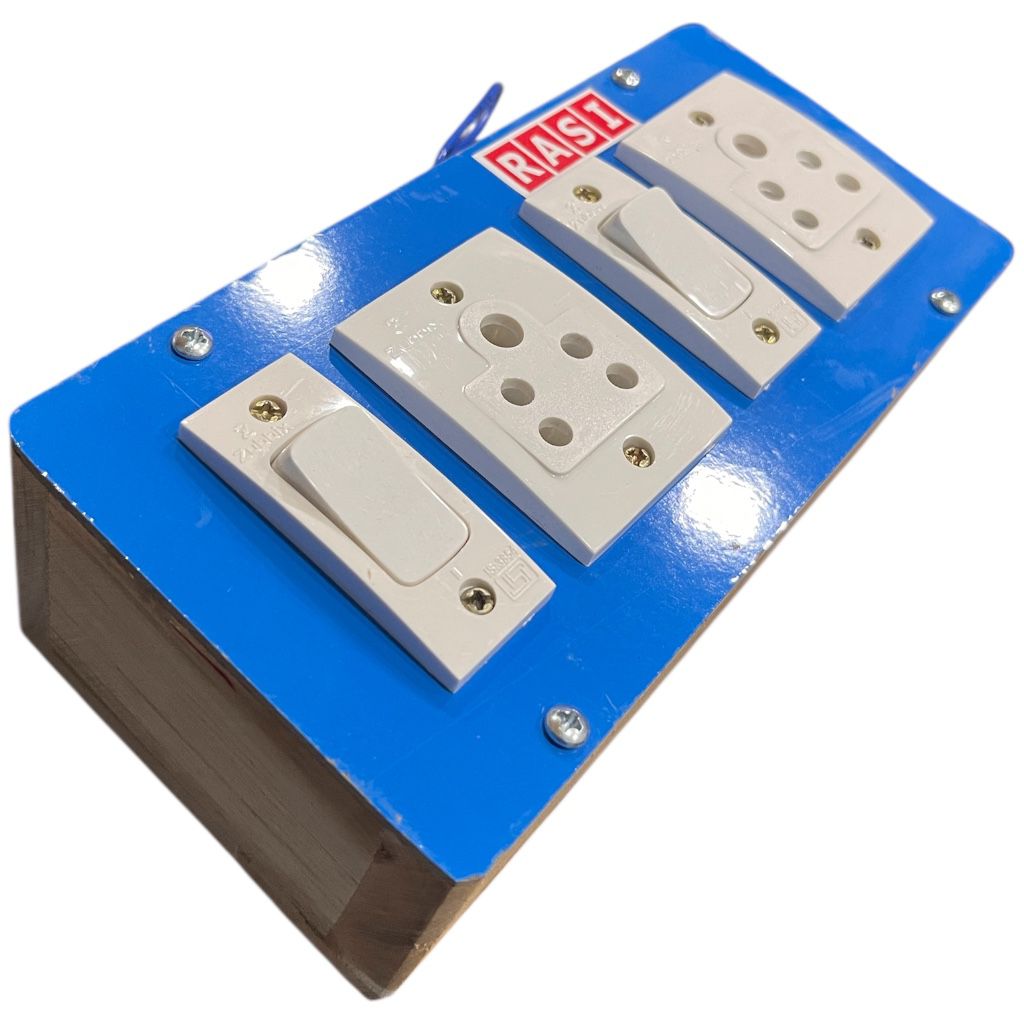 RASI Wooden Extension Switch Board with 2×5A Sockets & Individual Switches #