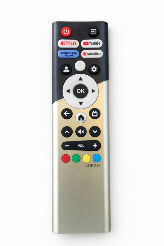 Foxsky Smart TV Remote Netflix YouTube hotkeys front view — compatible India Faritha 2026