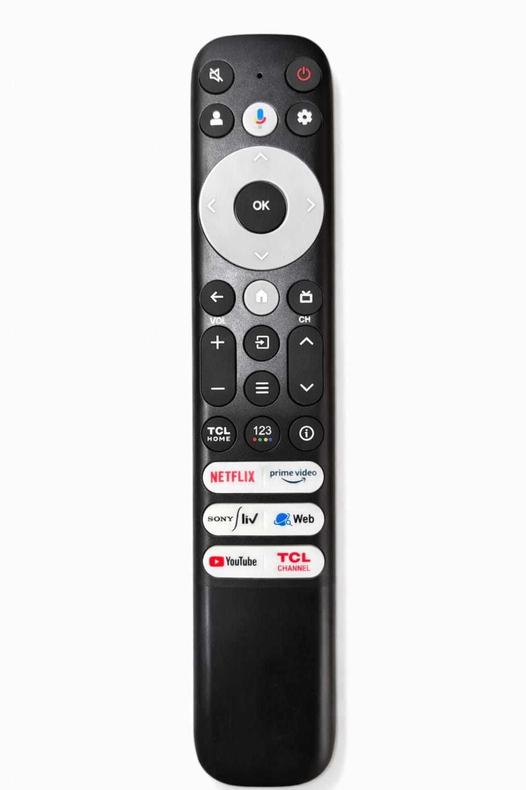 TCL Smart TV Voice Remote in use — compatible with TCL Android Google TV India Faritha