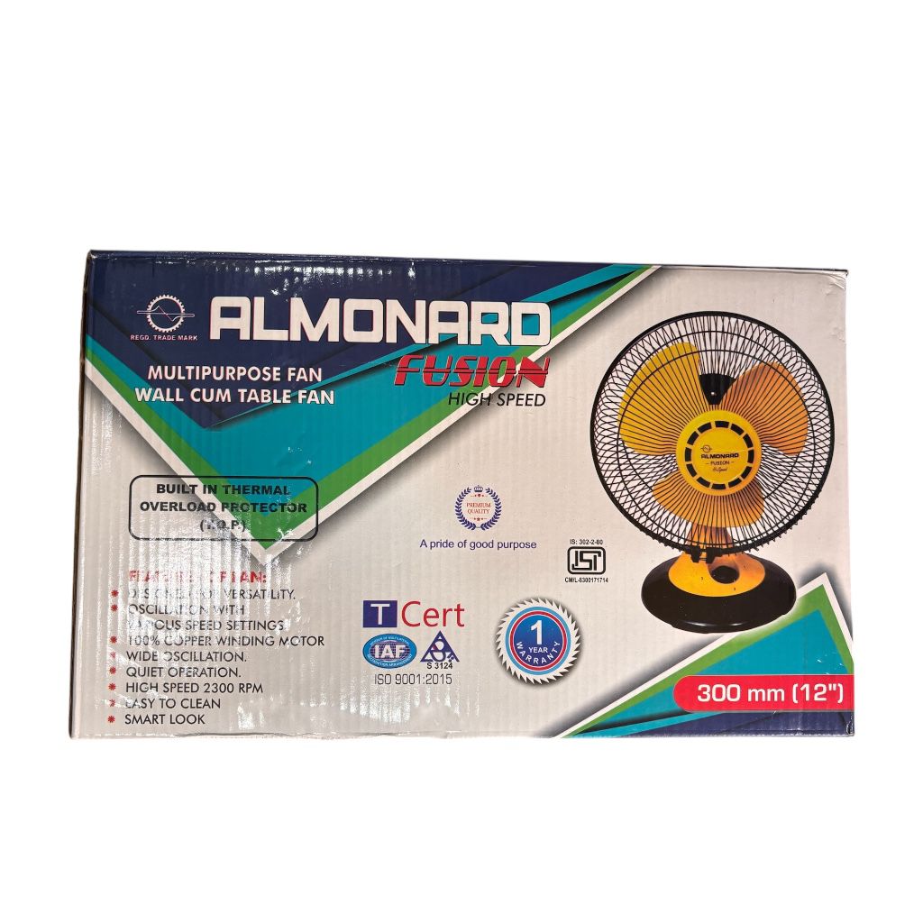 Almonard Fusion High Speed 12 Inch Wall Cum Table Fan 300mm 2300RPM #