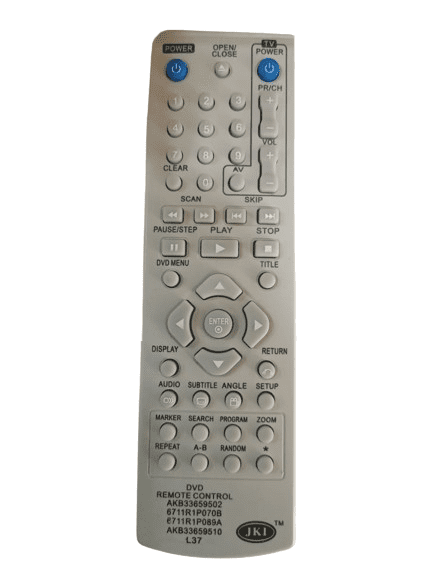 LG DVD remote front view — universal India 2026