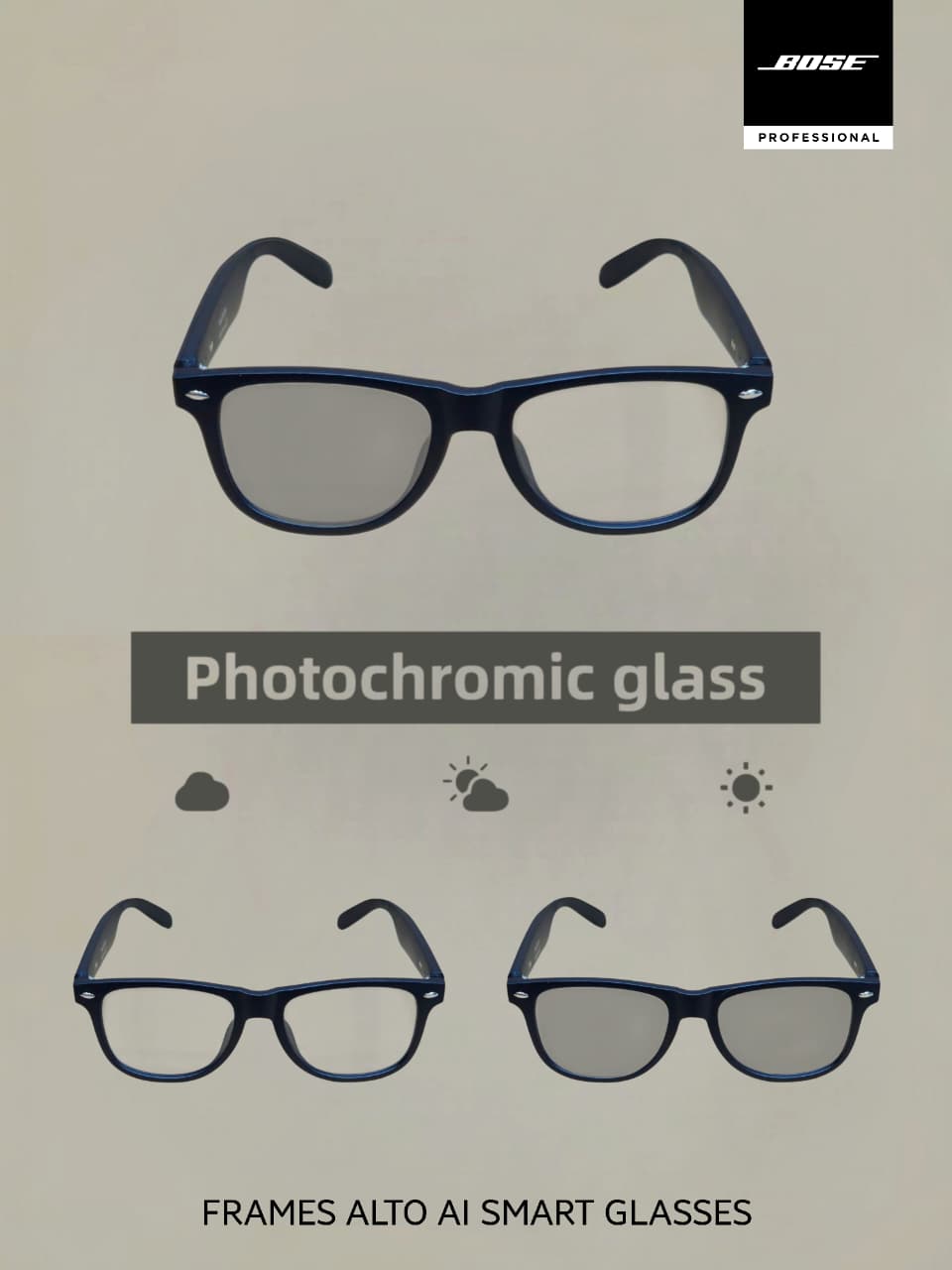 BOSE Frames Alto AI Smart Audio Glasses – Photochromic | Bluetooth 5.4 | 120+ Language Translation | Dual Stereo Speakers