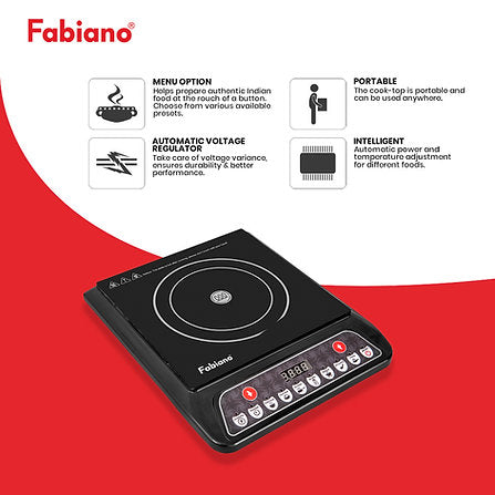 Fabiano FAB-011MR 2000W Induction Cooktop with Push Button Controls & LED Display #