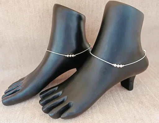 Elite Bejeweled Women Anklets Toe Rings – Silver-Plated Elegant India