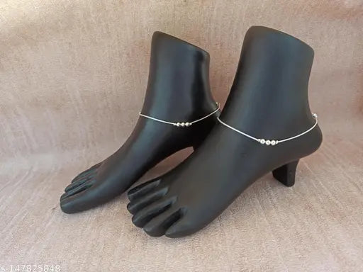 Elite Bejeweled Women Anklets Toe Rings – Silver-Plated Elegant India