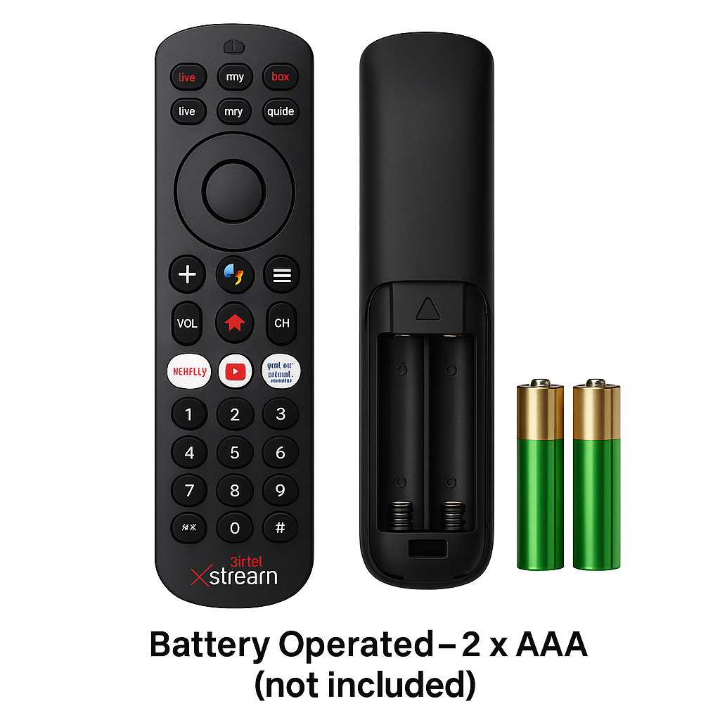 Airtel Xstream Remote packaging — original Airtel STB remote box India Faritha 2026