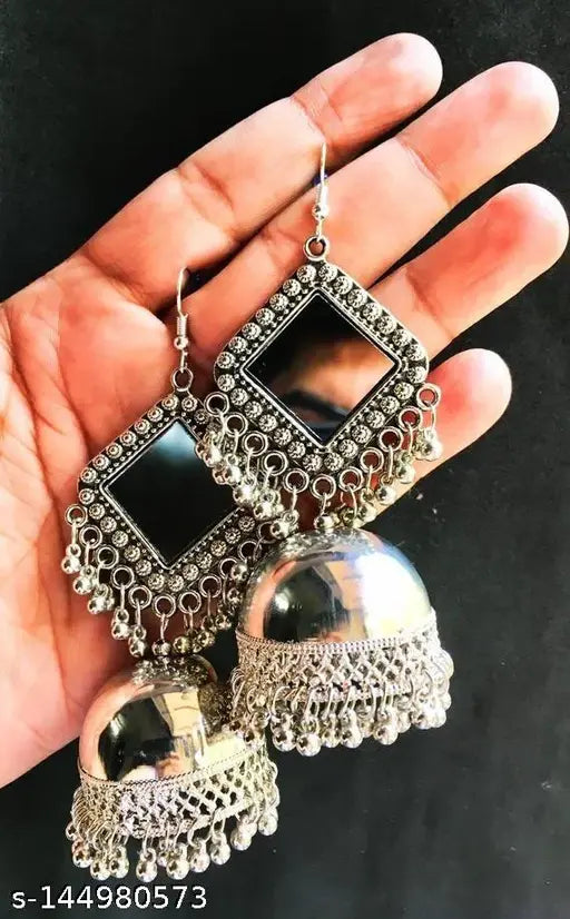 Oxidised Silver Earrings and Studs Collection Set of 4 India