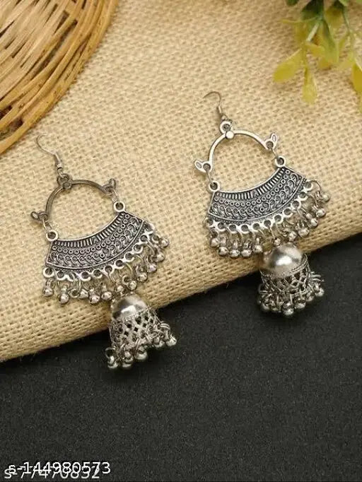 Oxidised Silver Earrings and Studs Collection Set of 4 India