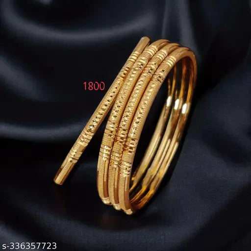 Feminine Colorful Gold-Plated Brass Bangles Set (4 Pcs)