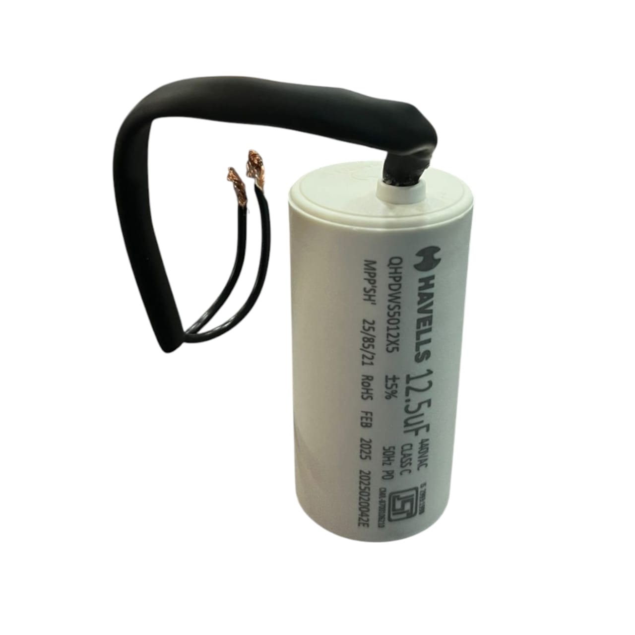 हैवेल्स एसी एमएफडी कैपेसिटर - 12.5µF / 440V मोटर रन कैपेसिटर