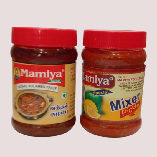 Mamiya pickles combo (vadhalkulambu paste & Mixer )-300g Each