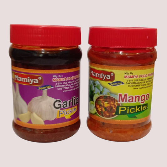 Mamiya Pickles Combo (Garlic & Mango Pickle) – 300g Each